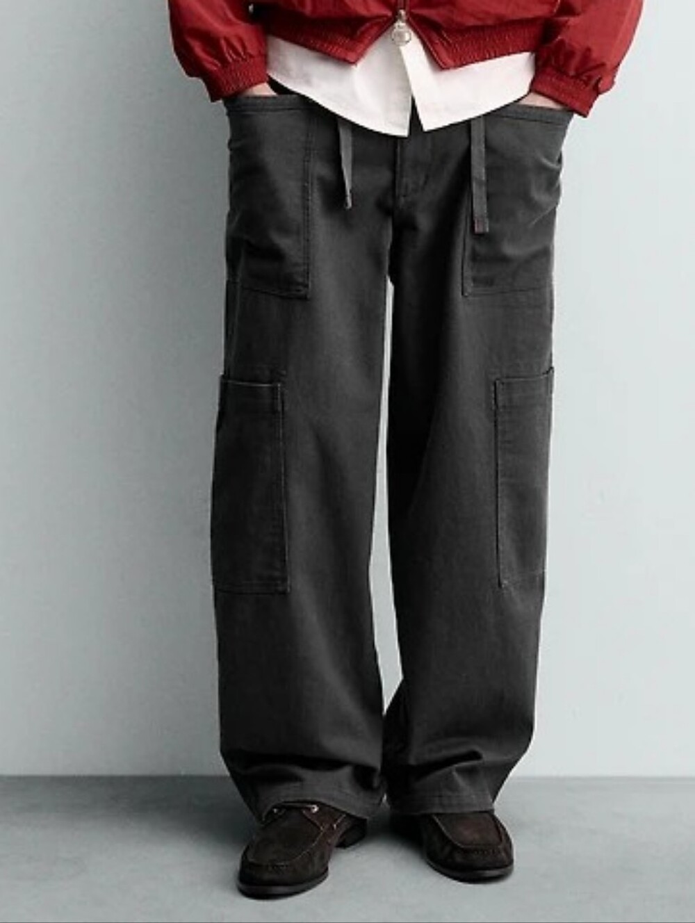 Zara x Champion Wide Leg Utility Cargo Pants Grey Sz S/30